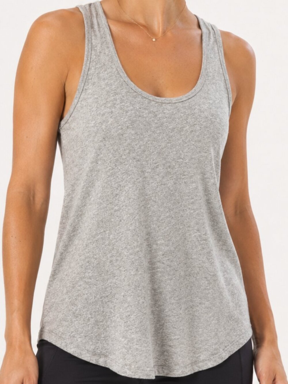 CAbi Cotton Knit Racerback Tank Top Gray Small